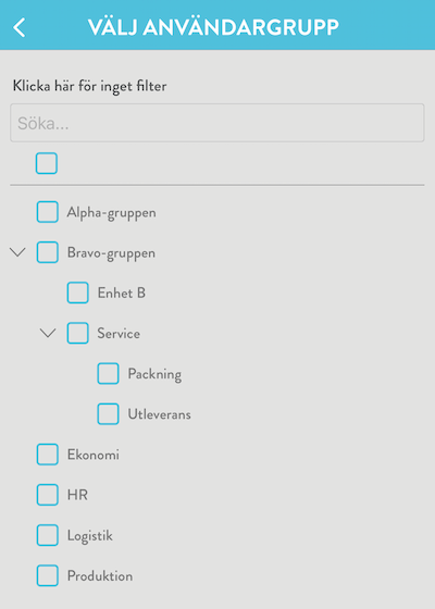 Find lists buttons